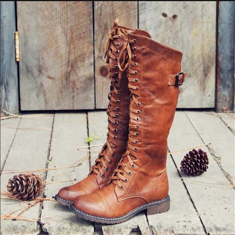 Marilyn | Effortless Lace-Up Knee High Riding Boots