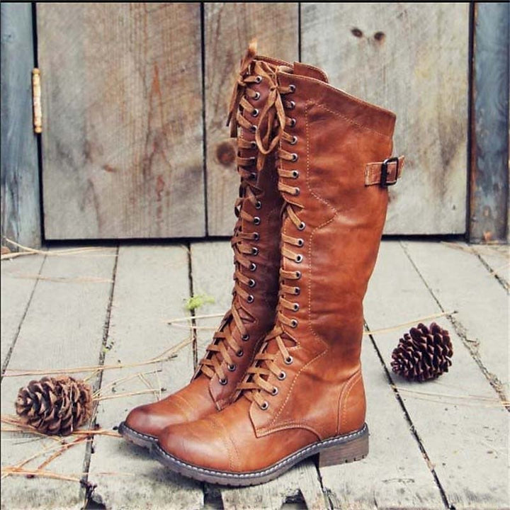 Marilyn | Effortless Lace-Up Knee High Riding Boots
