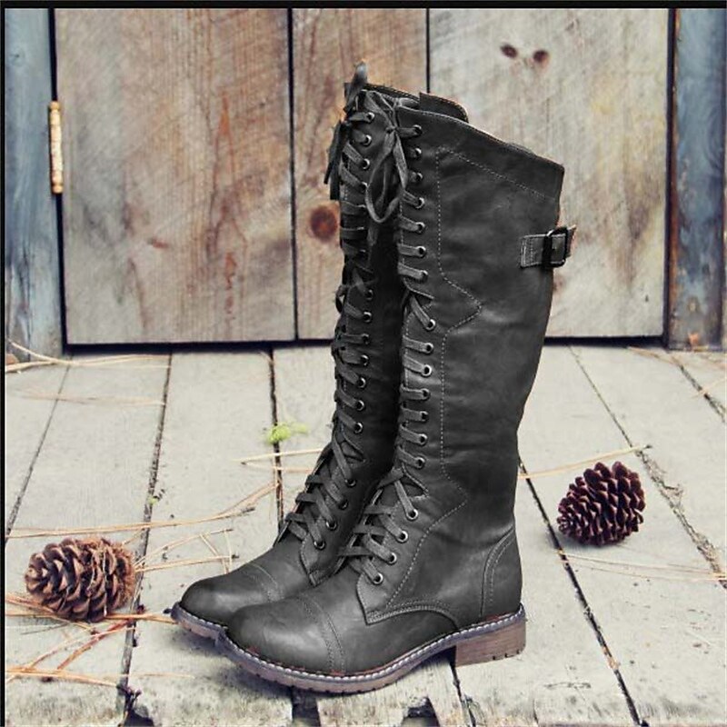 Marilyn | Effortless Lace-Up Knee High Riding Boots
