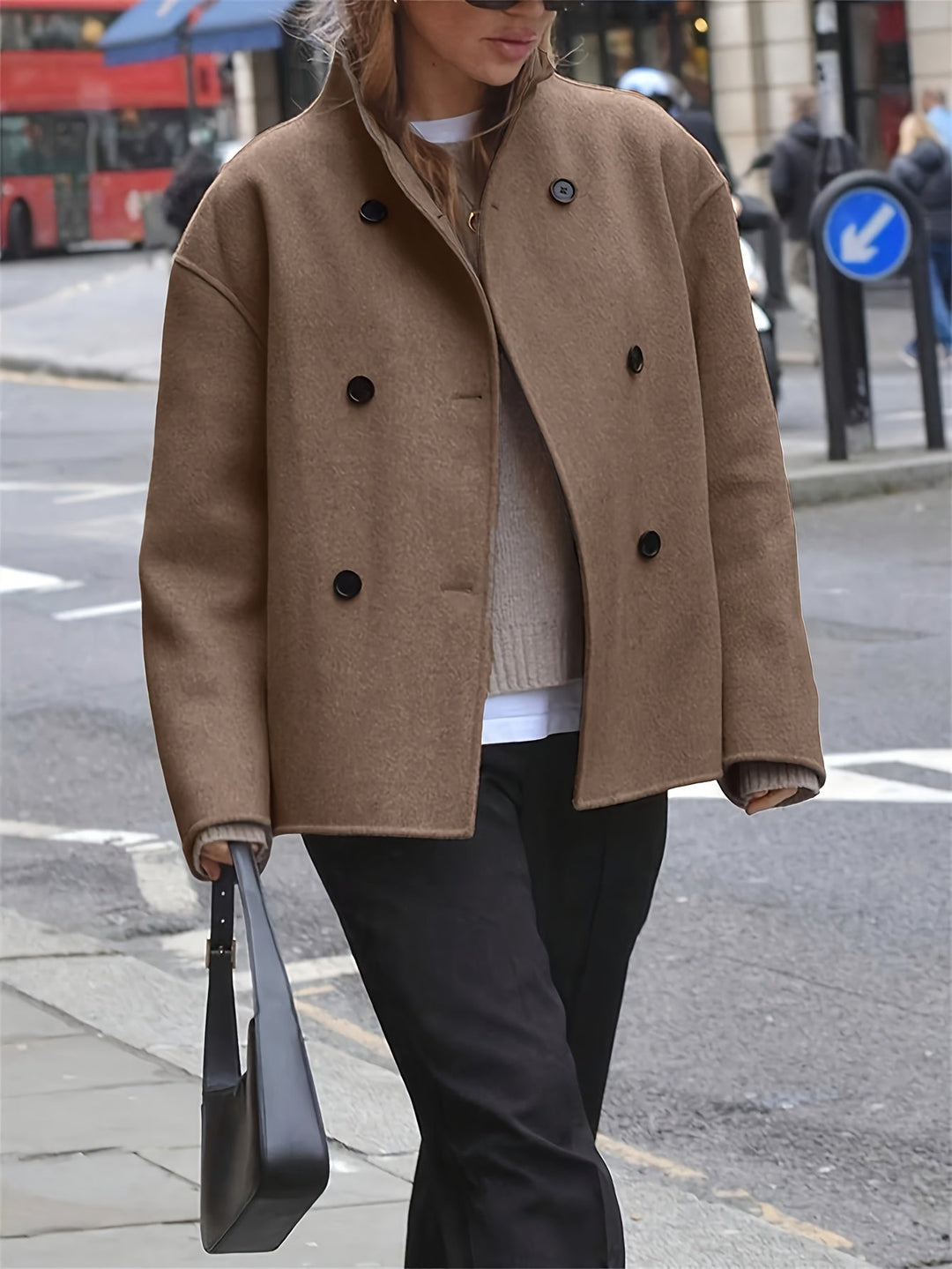 Marilyn | Relaxed Oversized Double-Breasted Camel Coat