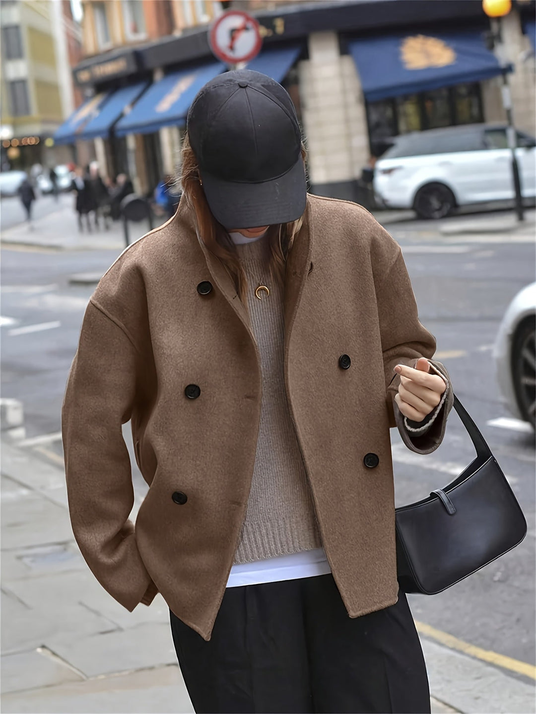 Marilyn | Relaxed Oversized Double-Breasted Camel Coat