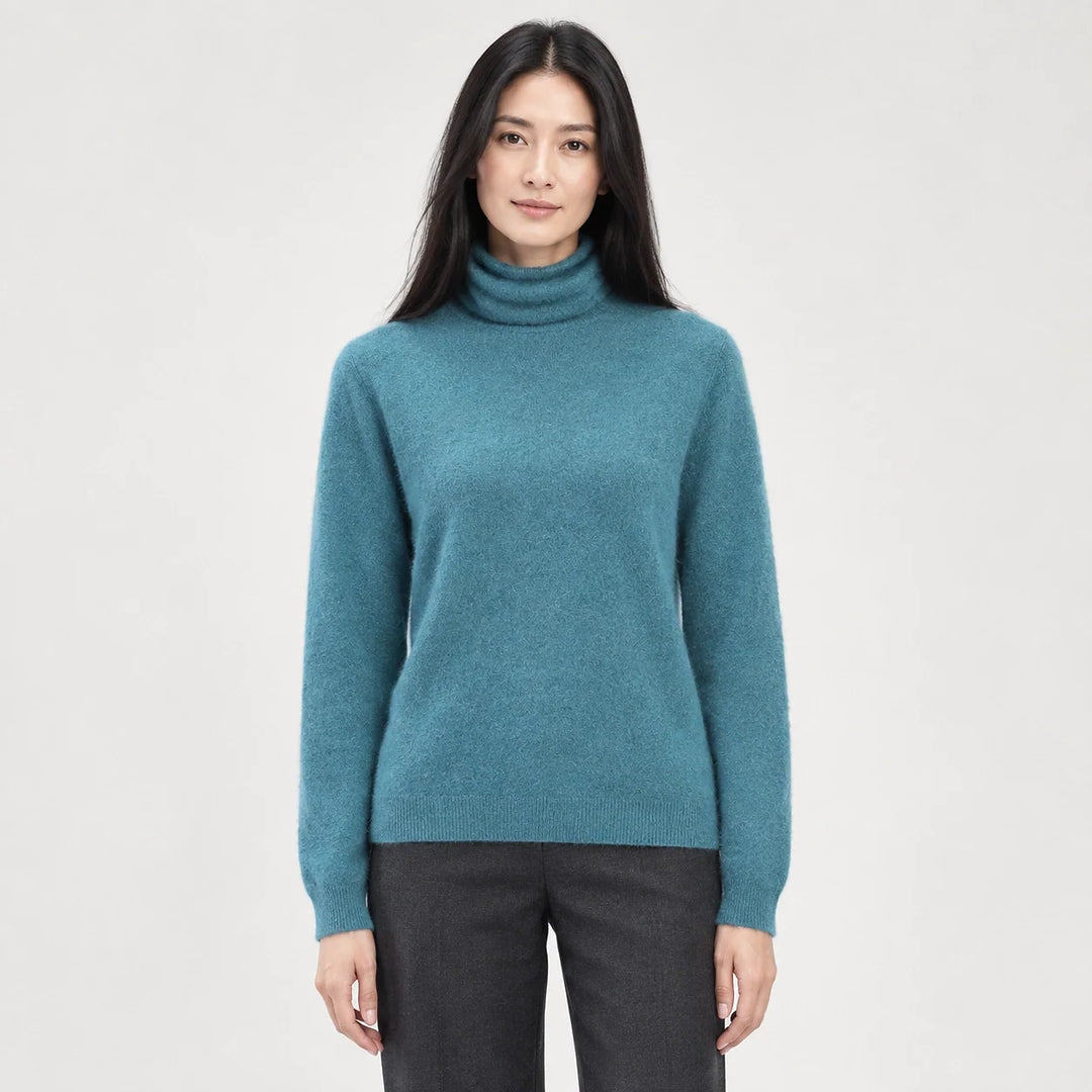 Marilyn | Stylish Ribbed Trim Long Sleeve Turtleneck Sweater