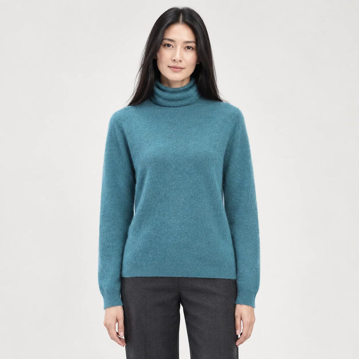 Marilyn | Stylish Ribbed Trim Long Sleeve Turtleneck Sweater