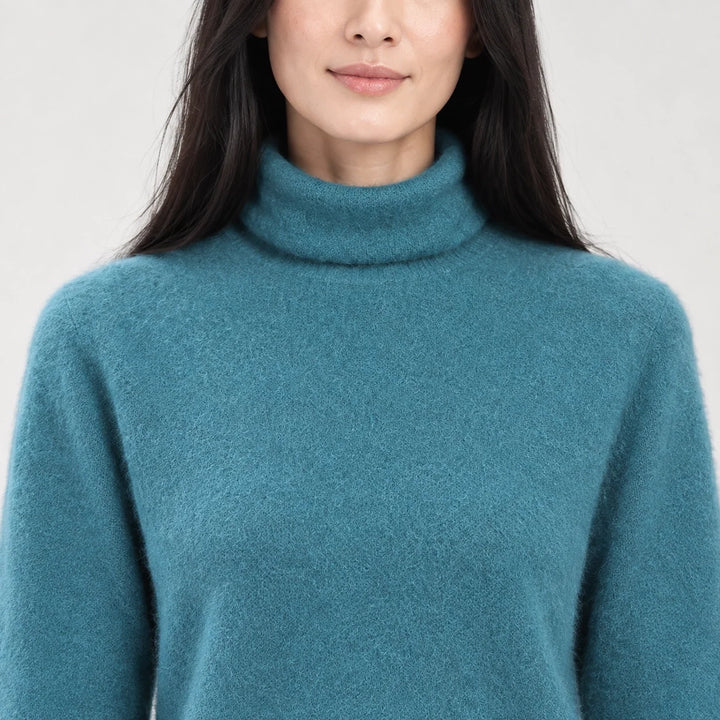 Marilyn | Stylish Ribbed Trim Long Sleeve Turtleneck Sweater