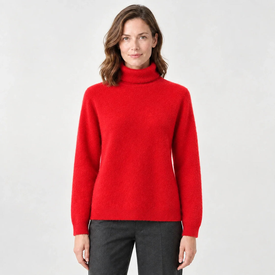 Marilyn | Stylish Ribbed Trim Long Sleeve Turtleneck Sweater