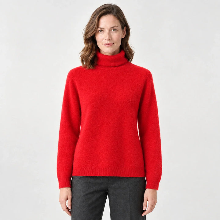 Marilyn | Stylish Ribbed Trim Long Sleeve Turtleneck Sweater