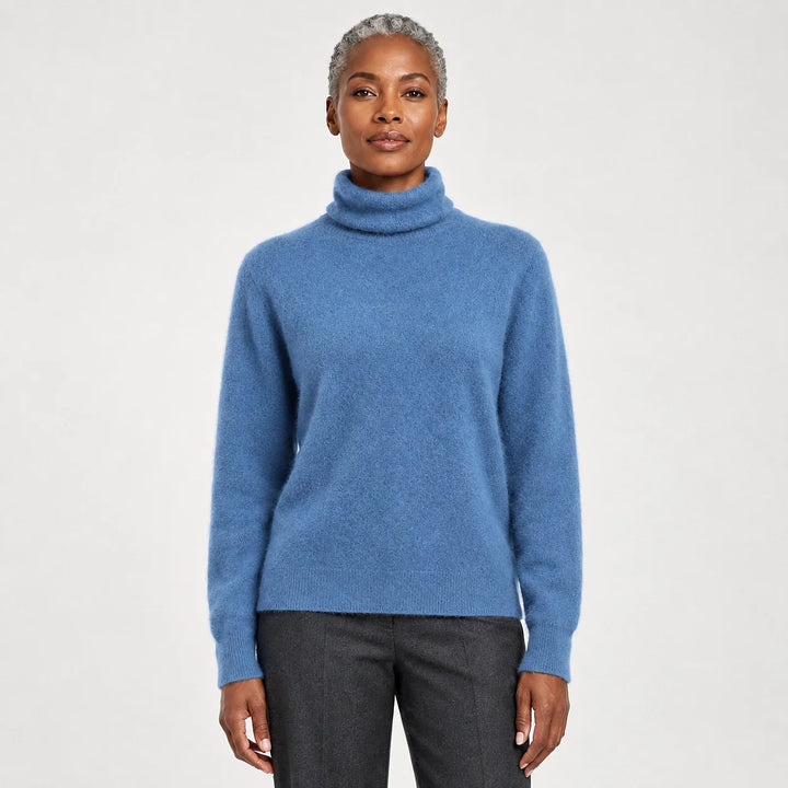 Marilyn | Stylish Ribbed Trim Long Sleeve Turtleneck Sweater