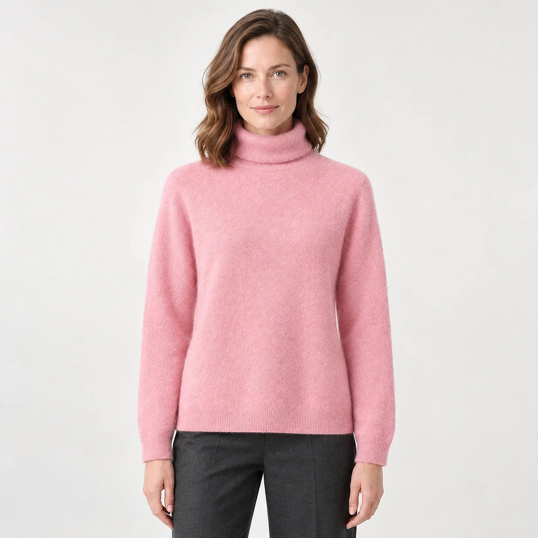 Marilyn | Stylish Ribbed Trim Long Sleeve Turtleneck Sweater
