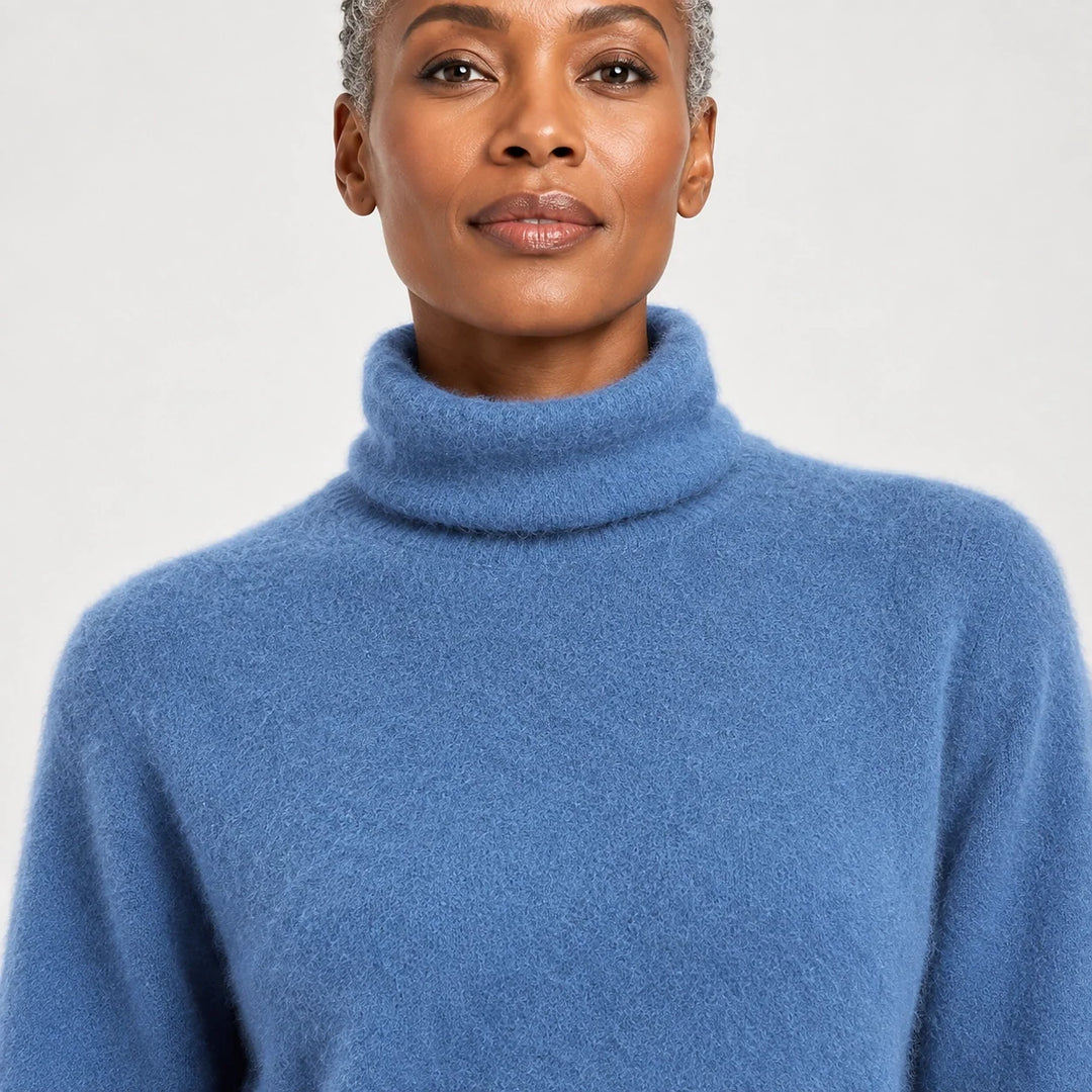 Marilyn | Stylish Ribbed Trim Long Sleeve Turtleneck Sweater