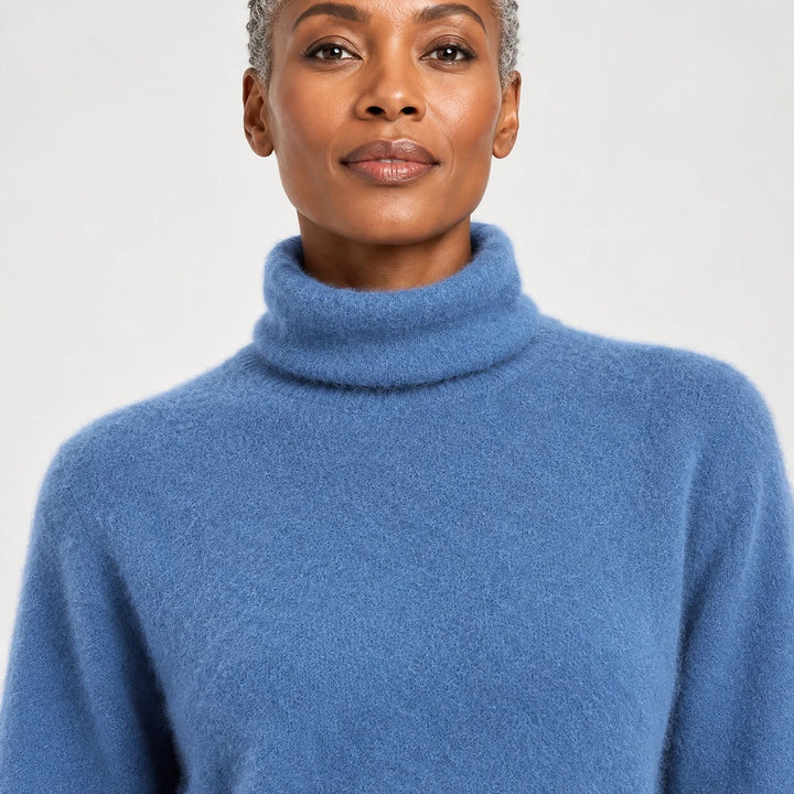 Marilyn | Stylish Ribbed Trim Long Sleeve Turtleneck Sweater