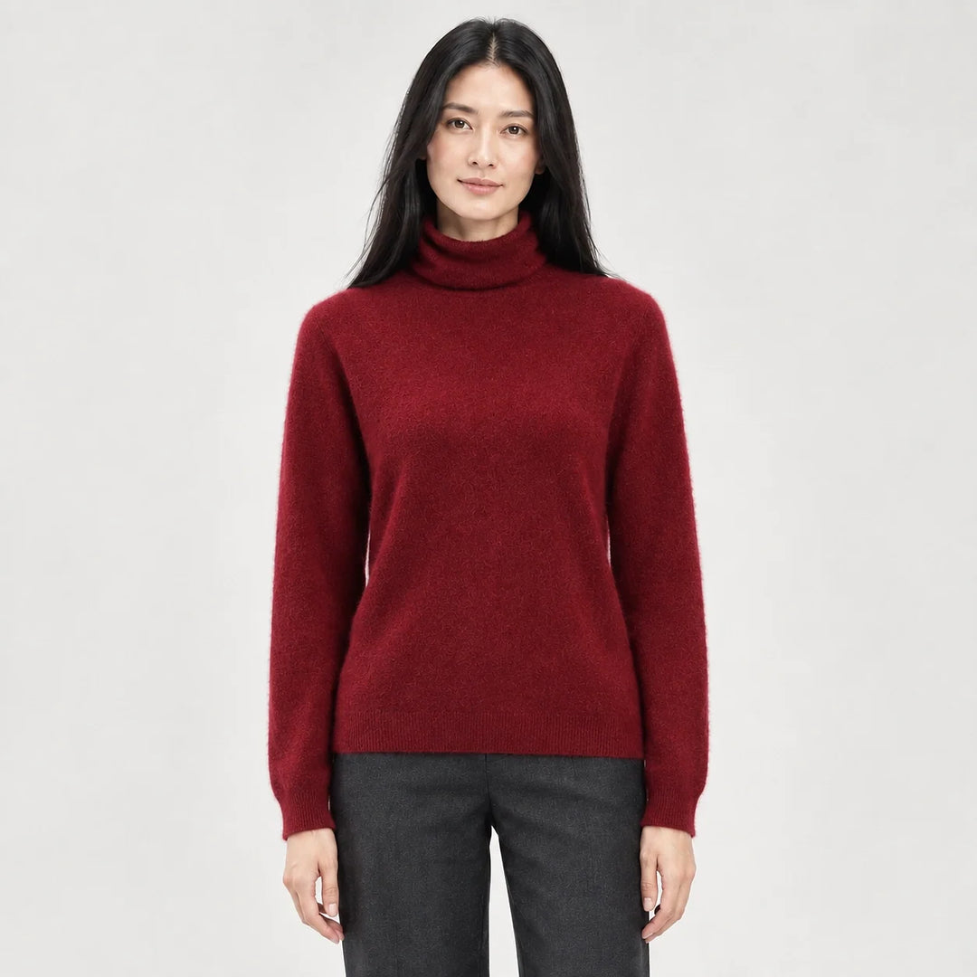 Marilyn | Stylish Ribbed Trim Long Sleeve Turtleneck Sweater