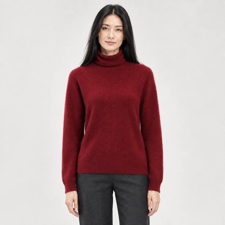 Marilyn | Stylish Ribbed Trim Long Sleeve Turtleneck Sweater