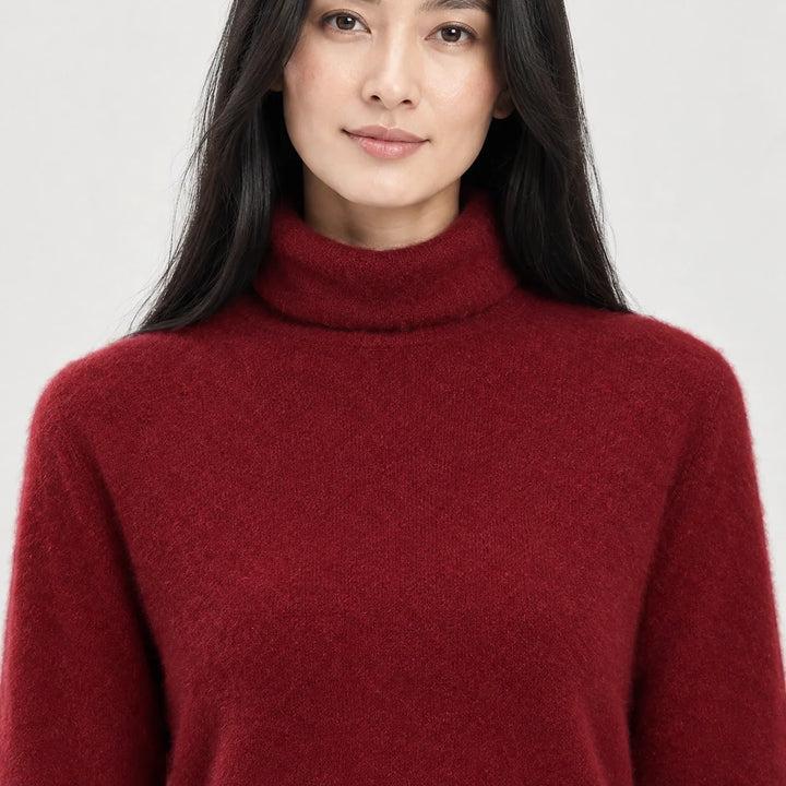 Marilyn | Stylish Ribbed Trim Long Sleeve Turtleneck Sweater