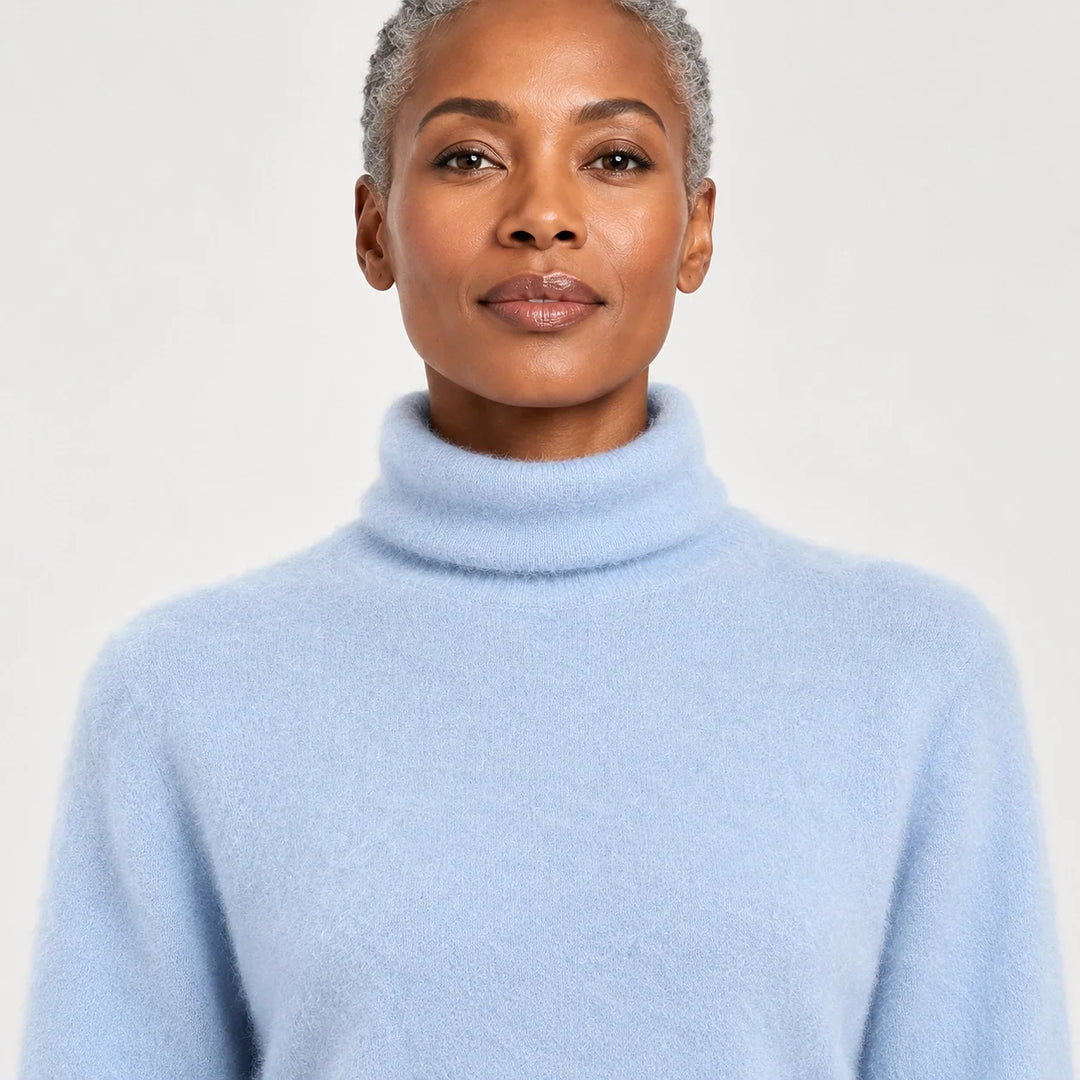 Marilyn | Stylish Ribbed Trim Long Sleeve Turtleneck Sweater