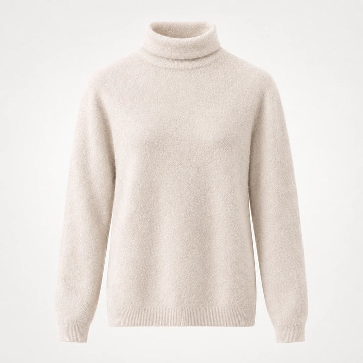 Marilyn | Stylish Ribbed Trim Long Sleeve Turtleneck Sweater