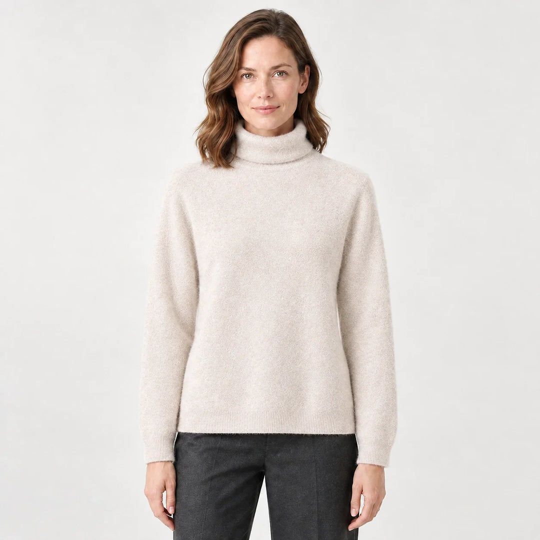 Marilyn | Stylish Ribbed Trim Long Sleeve Turtleneck Sweater