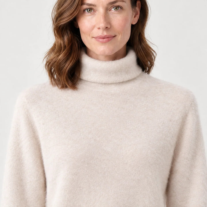 Marilyn | Stylish Ribbed Trim Long Sleeve Turtleneck Sweater