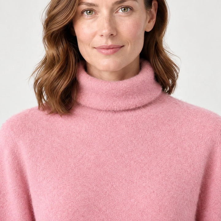 Marilyn | Stylish Ribbed Trim Long Sleeve Turtleneck Sweater