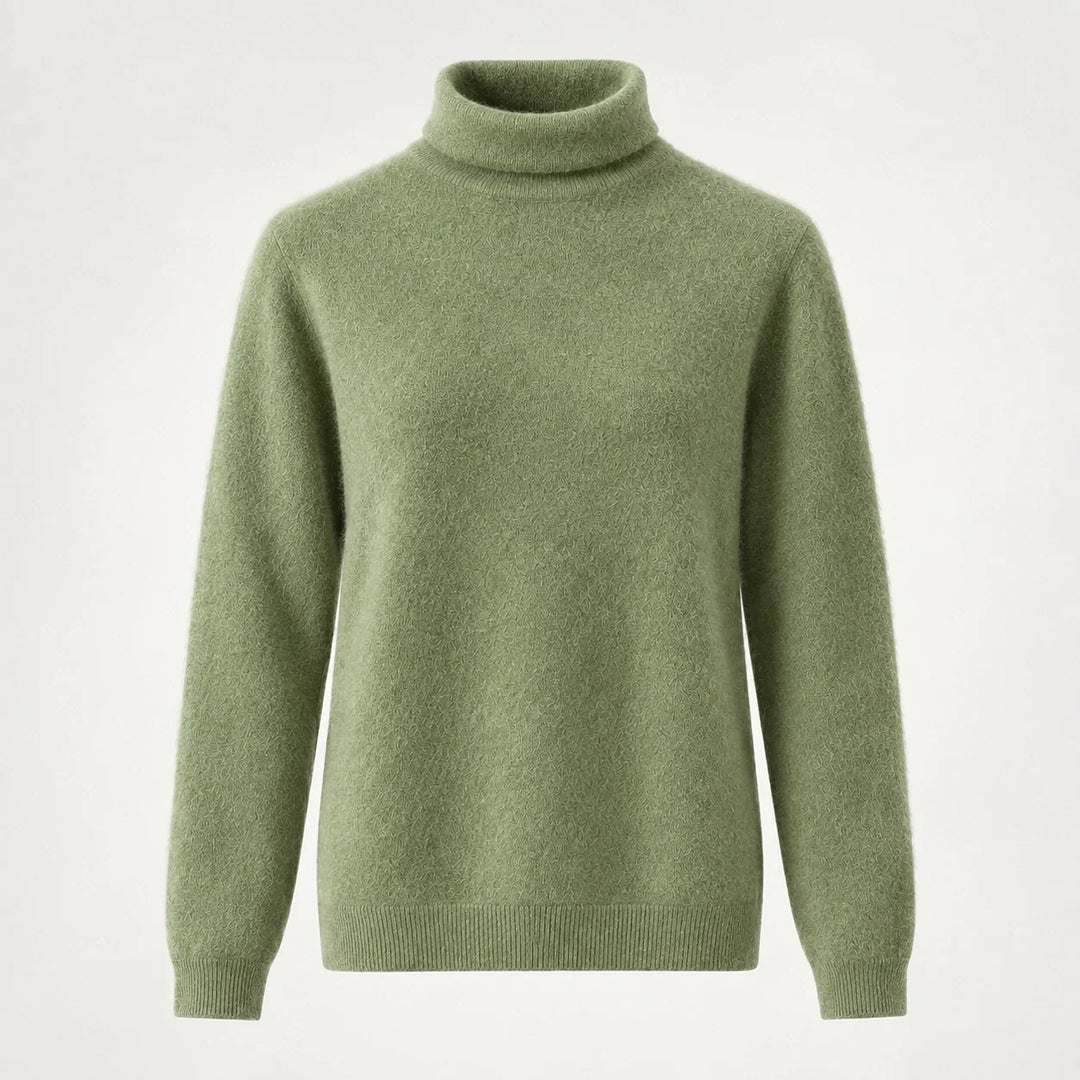 Marilyn | Stylish Ribbed Trim Long Sleeve Turtleneck Sweater