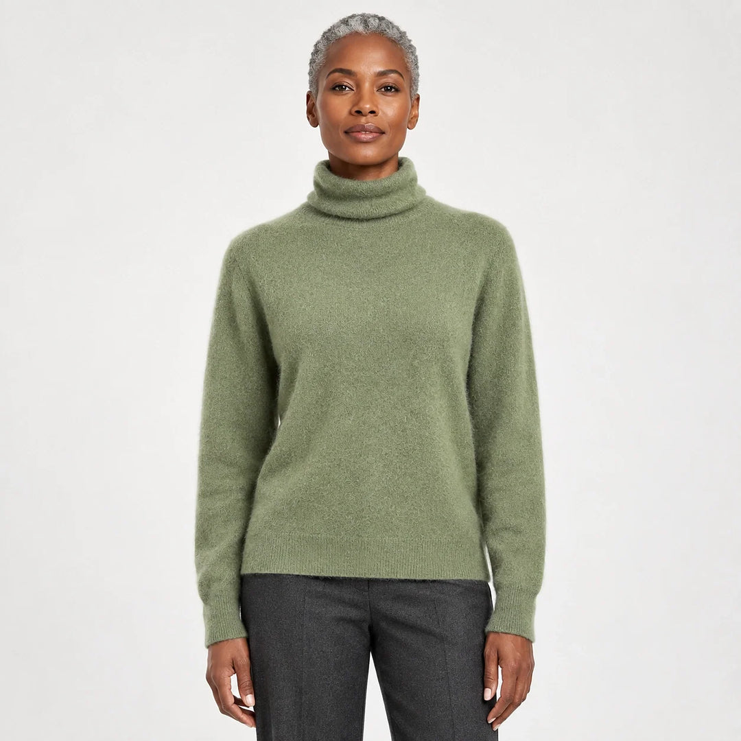 Marilyn | Stylish Ribbed Trim Long Sleeve Turtleneck Sweater