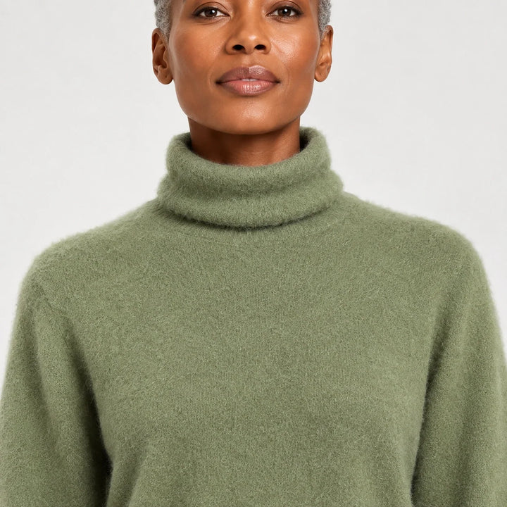 Marilyn | Stylish Ribbed Trim Long Sleeve Turtleneck Sweater