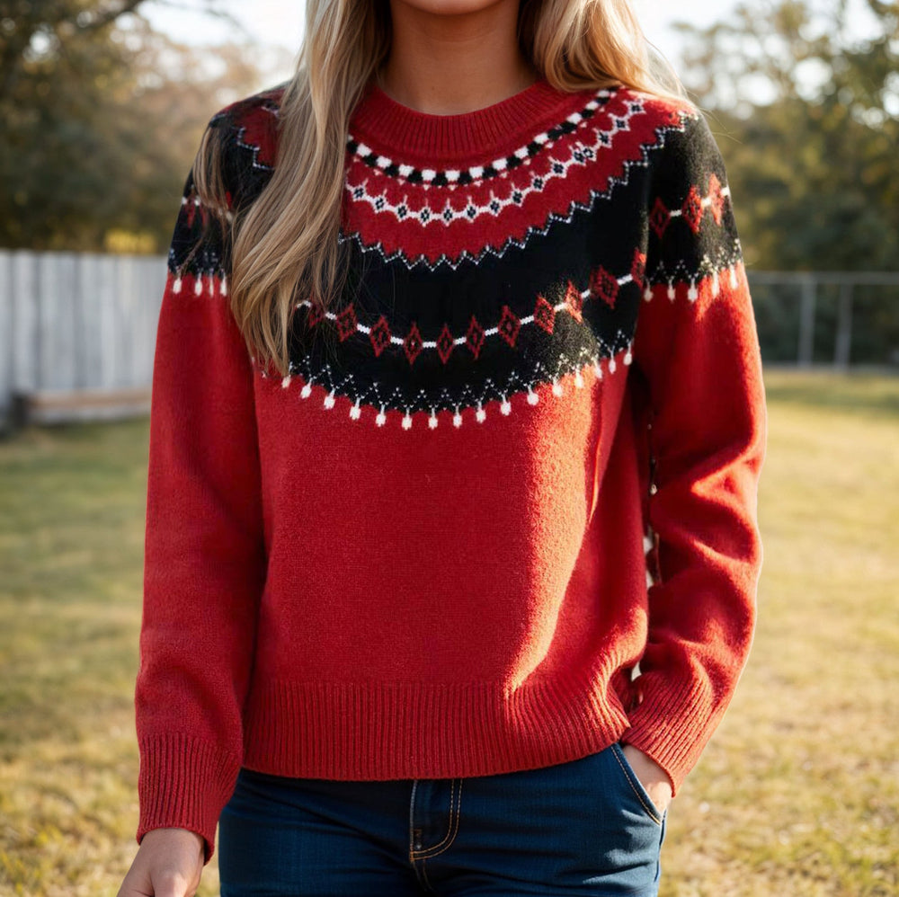 Martha | Classic Fair Isle Yoke Crewneck Sweater