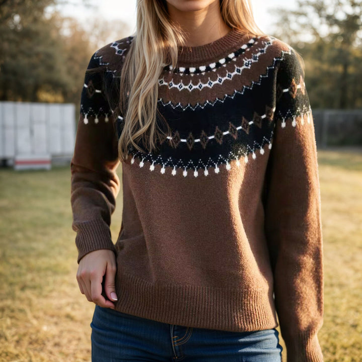 Martha | Classic Fair Isle Yoke Crewneck Sweater