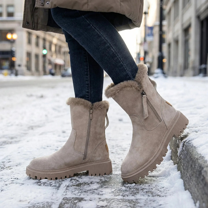 Martha | Effortless Fur-Cuffed Platform Snow Boots