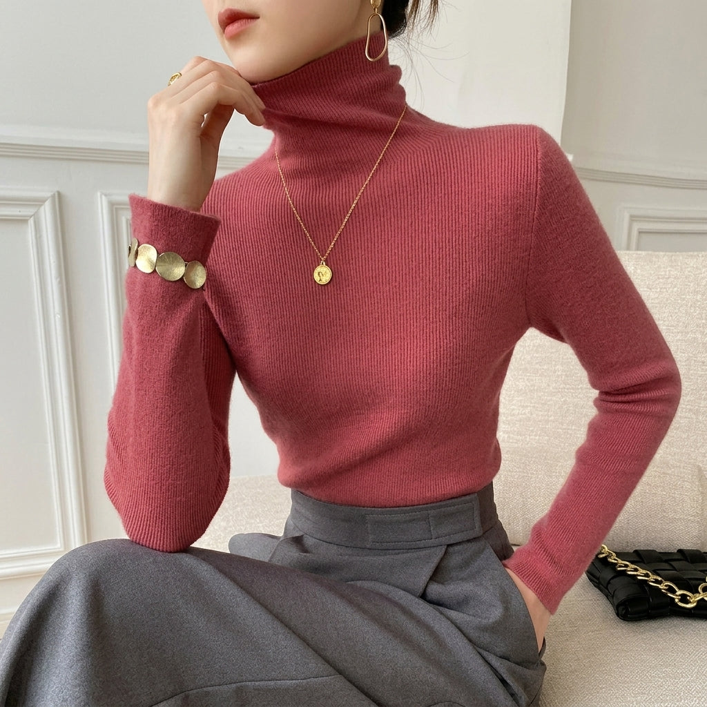 Martha | Refined Ribbed Long Sleeve Turtleneck Sweater