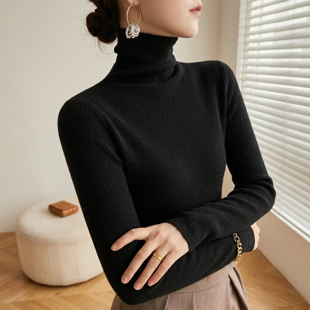 Martha | Refined Ribbed Long Sleeve Turtleneck Sweater