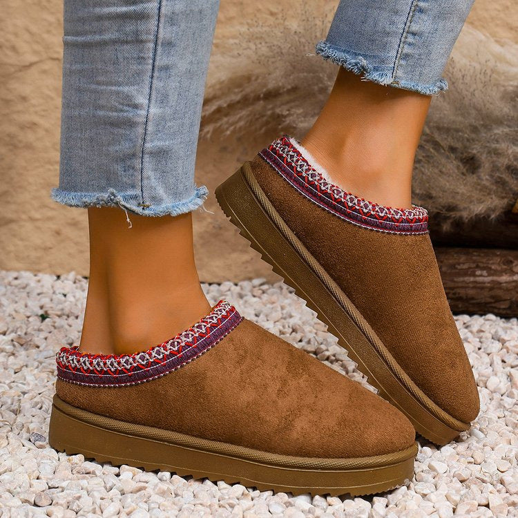 Martha | Relaxed Knit Cuff Platform Slippers
