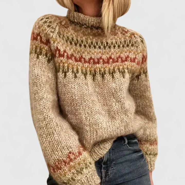 Martha | Stylish Oversized Fair Isle Turtleneck Sweater