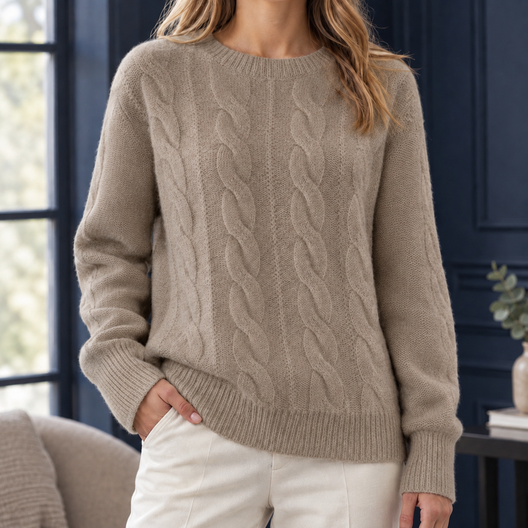 Martha | Timeless Womens Chunky Cable Knit Pullover Sweater