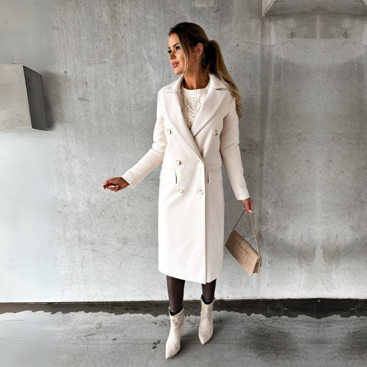 Mary | Cozy Double-Breasted Long Pea Coat