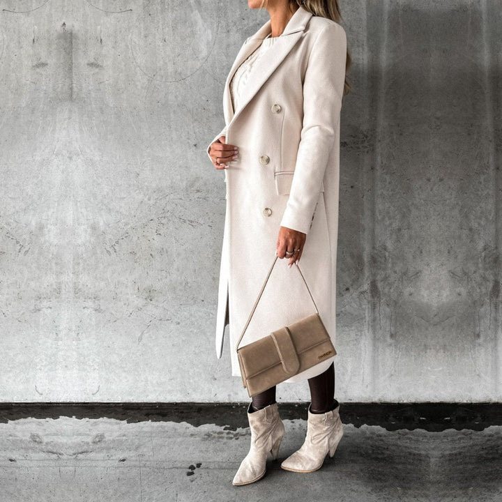 Mary | Cozy Double-Breasted Long Pea Coat