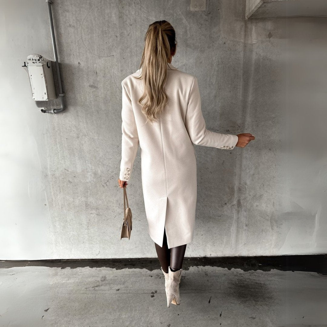 Mary | Cozy Double-Breasted Long Pea Coat