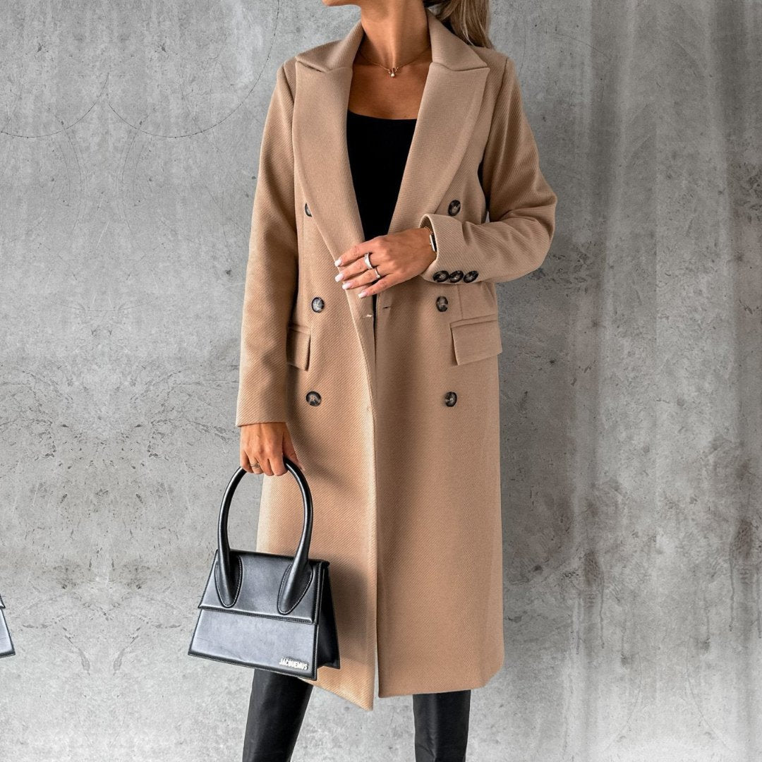 Mary | Cozy Double-Breasted Long Pea Coat
