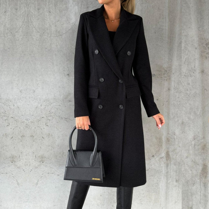 Mary | Cozy Double-Breasted Long Pea Coat