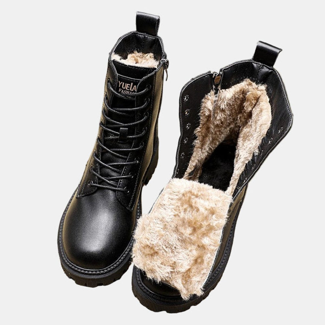 Mary | Graceful Lace-Up Sherpa Snow Boots with Chunky Sole
