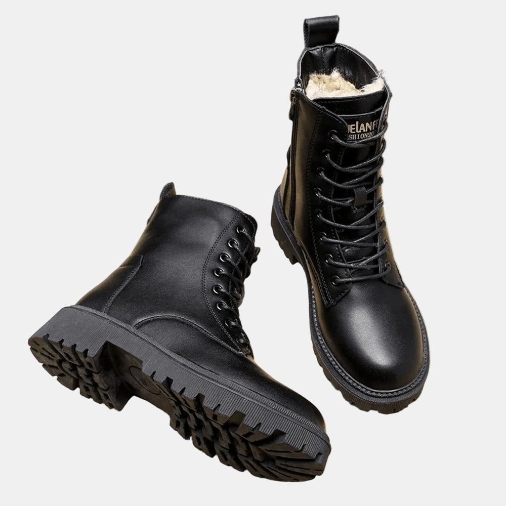 Mary | Graceful Lace-Up Sherpa Snow Boots with Chunky Sole