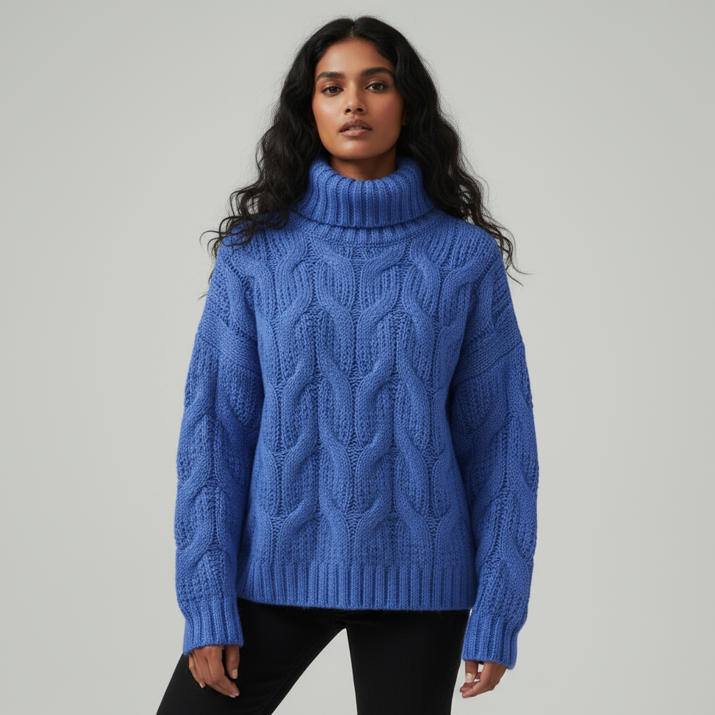 Megan | Effortless Chunky Cable Knit Turtleneck Sweater