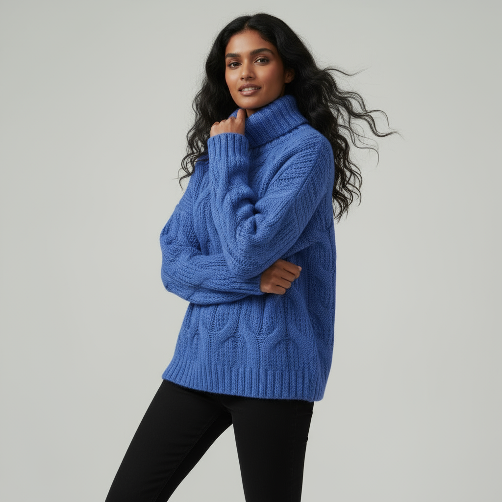 Megan | Effortless Chunky Cable Knit Turtleneck Sweater