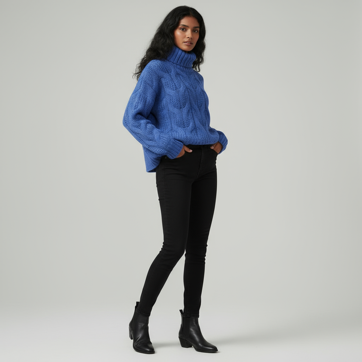 Megan | Effortless Chunky Cable Knit Turtleneck Sweater