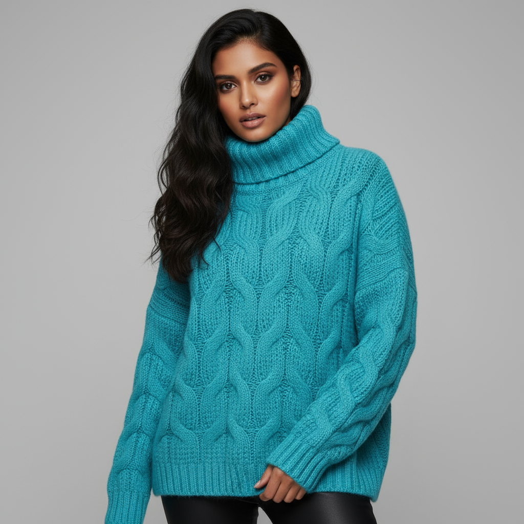 Megan | Effortless Chunky Cable Knit Turtleneck Sweater