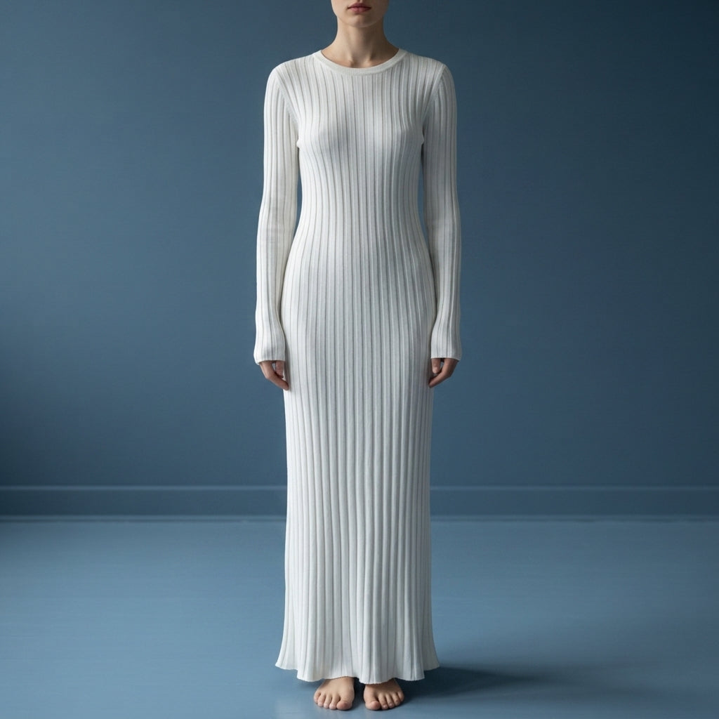 Megan | Sophisticated Ribbed Long Sleeve Maxi Sweater Dress