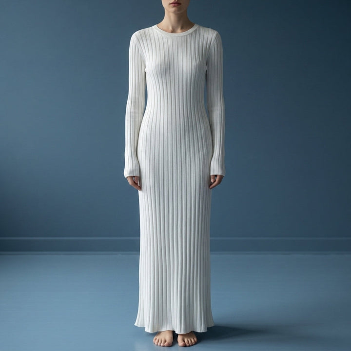 Megan | Sophisticated Ribbed Long Sleeve Maxi Sweater Dress