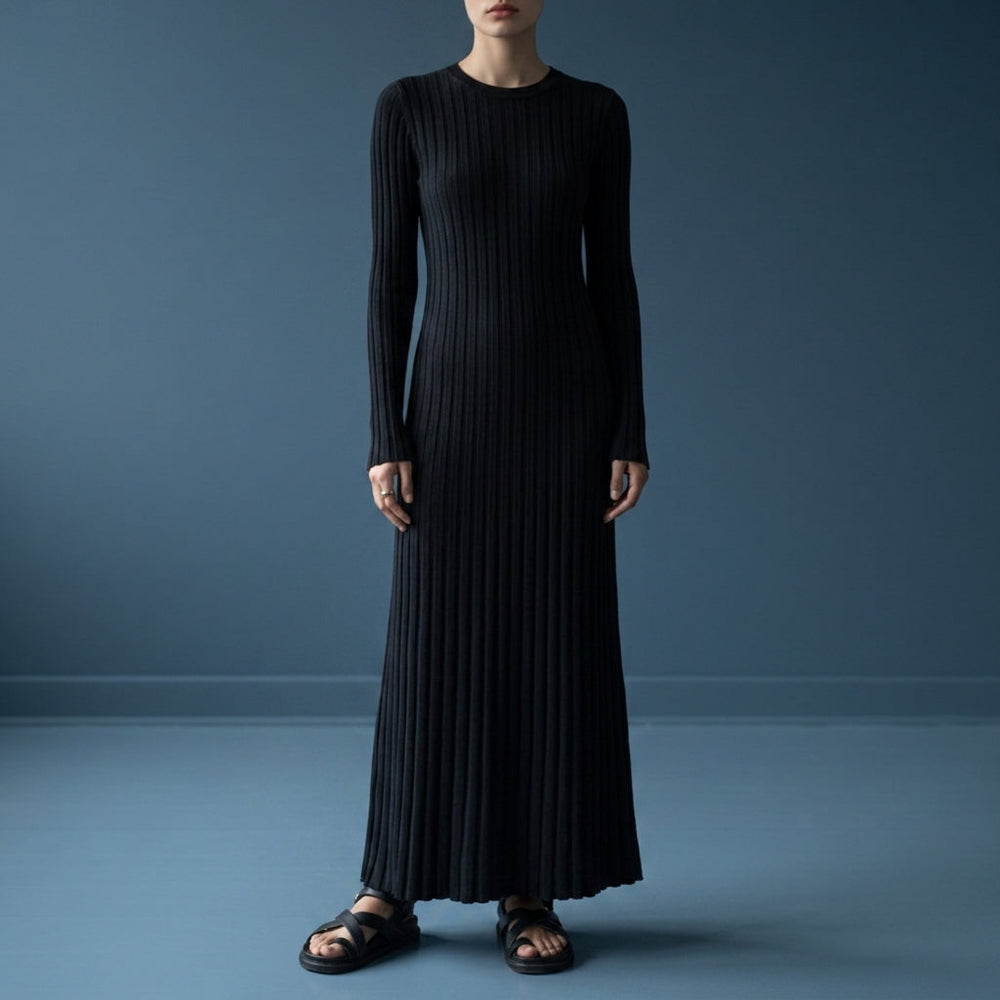 Megan | Sophisticated Ribbed Long Sleeve Maxi Sweater Dress