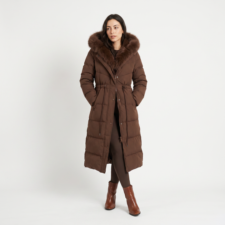 Megan | Stylish Long Hooded Quilted Puffer Jacket