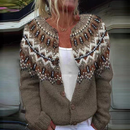 Melissa | Button Front Fair Isle Cardigan Womens
