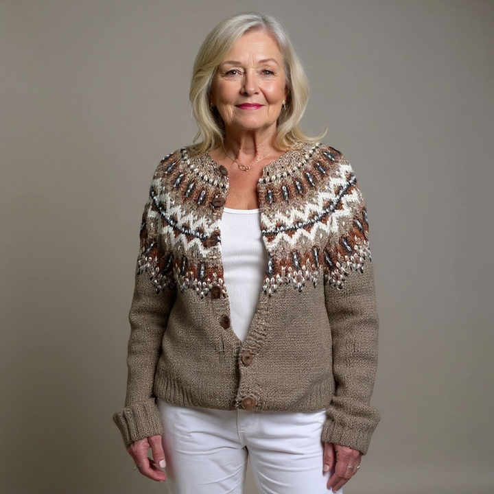 Melissa | Button Front Fair Isle Cardigan Womens